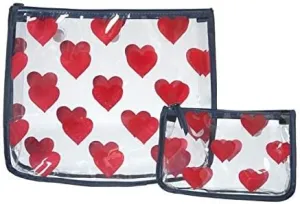 Bogg Bag Clear Designer Zipper Insert (Set of 2) Travel Organizer Storage Pop In (Hearts)