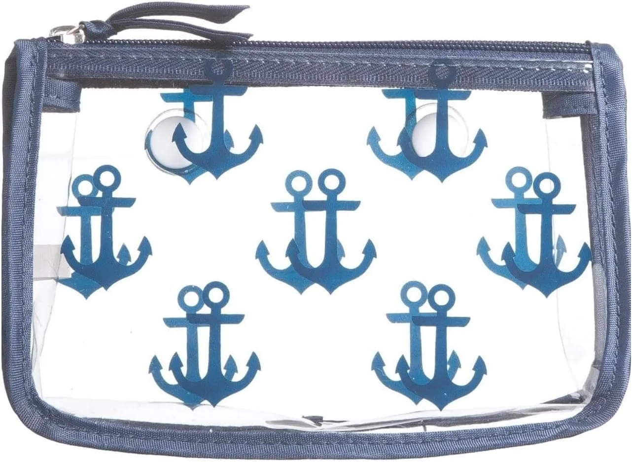 BOGG BAG Clear Designer Zipper Insert (Set of 2) Travel Organizer Storage Pop In Original Bogg and Baby (Navy Anchor)