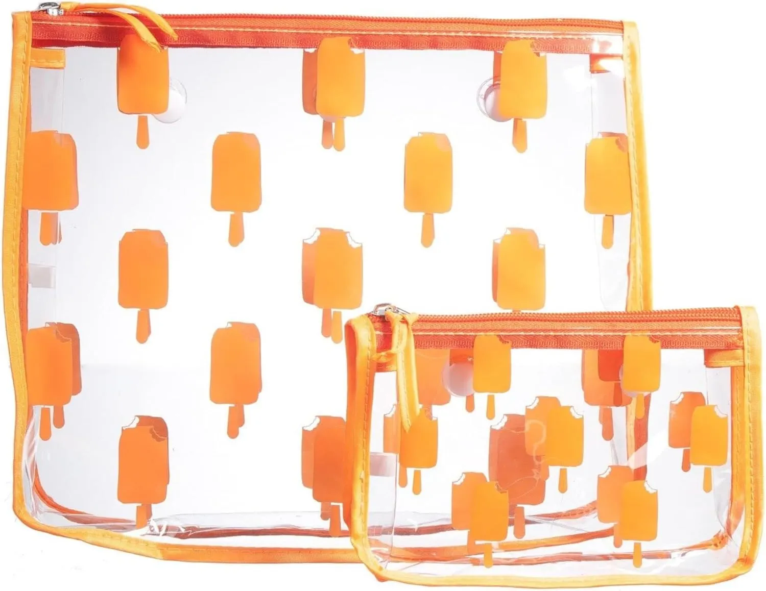 BOGG BAG Clear Designer Zipper Insert (Set of 2) Travel Organizer Storage Pop In Original Bogg and Baby (Orange Popsicle)