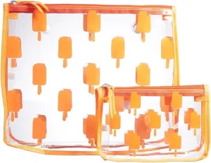 BOGG BAG Clear Designer Zipper Insert (Set of 2) Travel Organizer Storage Pop In Original Bogg and Baby (Orange Popsicle)