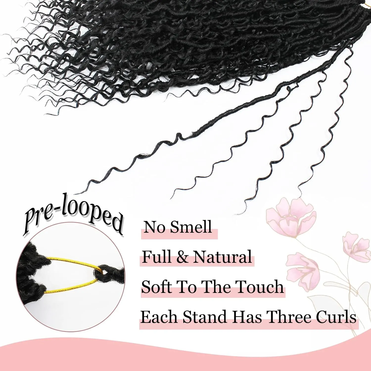 Boho Faux Locs Crochet Hair 9 Packs Long Goddess locs 24 Inch Boho Soft Locs With Curly Ends Pre Looped Bohemian River Loc Crochet Hair For Women (24 inch,1B)