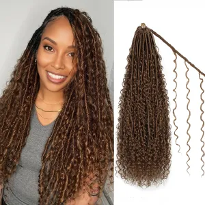 Boho Faux Locs Crochet Hair 9 Packs Long Goddess locs 24 Inch Boho Soft Locs With Curly Ends Pre Looped Bohemian River Loc Crochet Hair For Women (24 inch,#30)