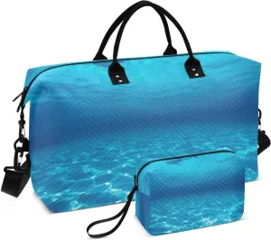 Bolaz Duffle Bag for Travel-Seafloor，Weekender Overnight Bag with Wet Pocket and Shoes Compartment for Women，Large Carry On Airport Bag with Toiletry Bag for Travel, Business Trips, Sports