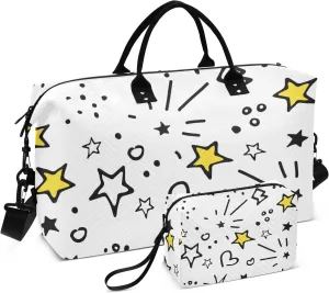 Bolaz Duffle Bag for Travel-Star Printing ，Weekender Overnight Bag with Wet Pocket for Women，Large Carry On Airport Bag with Toiletry Bag for Travel, Business Trips, Sports