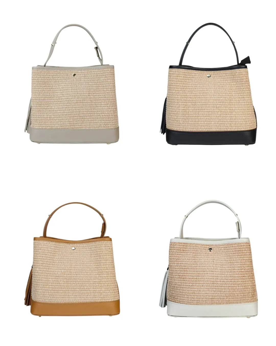 Bologna Woven Raffia & Leather Tote Bag | Cream