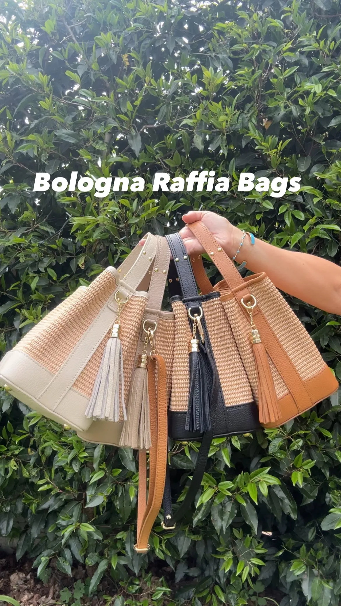 Bologna Woven Raffia & Leather Tote Bag | Cream