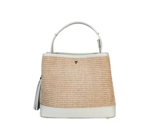 Bologna Woven Raffia & Leather Tote Bag | Cream