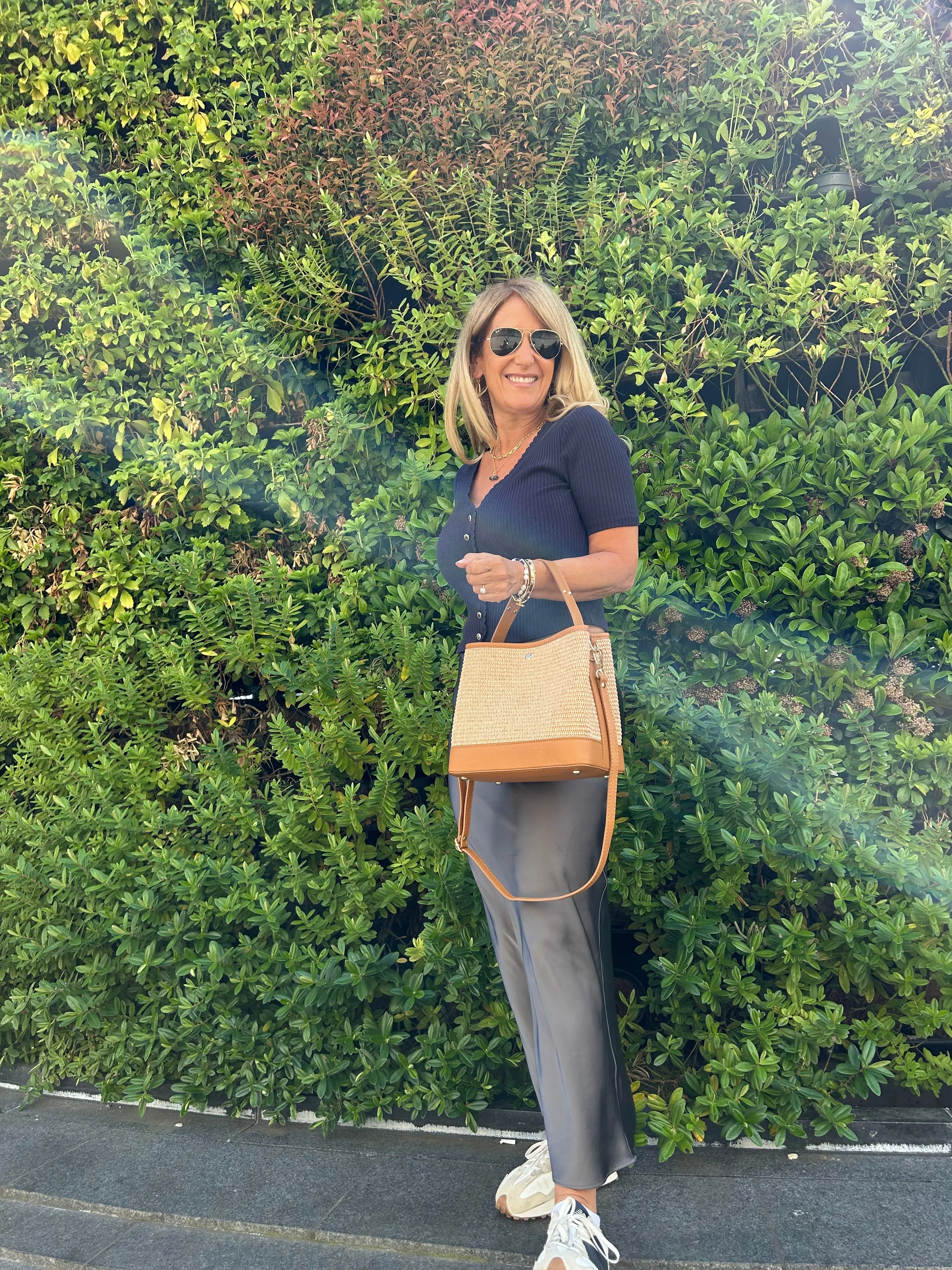 Bologna Woven Raffia & Leather Tote Bag | Cream