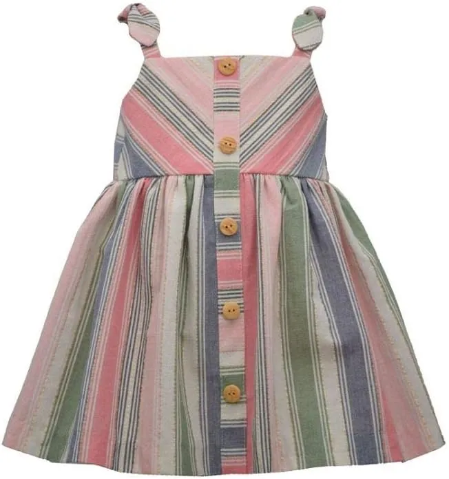 Bonnie Jean Girl's Dress - Spring Summer Sundress Striped Dress for Baby, Toddler and Little Girls