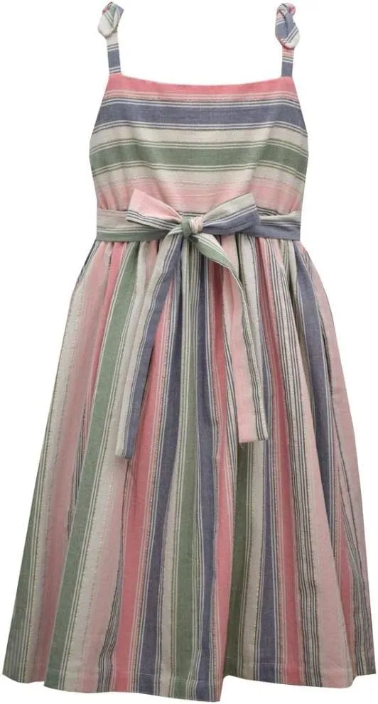 Bonnie Jean Girl's Dress - Spring Summer Sundress Striped Dress for Baby, Toddler and Little Girls
