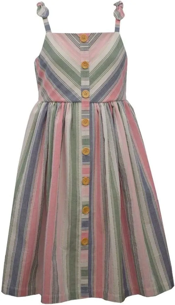 Bonnie Jean Girl's Dress - Spring Summer Sundress Striped Dress for Baby, Toddler and Little Girls