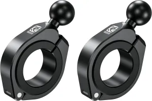 BRCOVAN 2PCS, 1'' Ball Large Bar Mount with Aluminum Clamp Base, Fit 1.5'' / 1.75'' / 1.85'' / 2'' / 2.1'' Round Rails & Roll Cages, Compatible with RAM Mounts B Size 1'' Ball Double Socket Arm