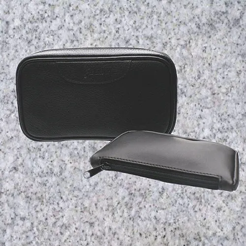 Brigham: 2 Pipe Bag with Tobacco Pouch - Black