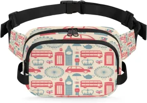 Britain Loyal Vehicle Fanny Pack for Men Women Waterproof Belt Bag Cross Body Sling Bag with Adjustable Strap Fashion Waist Bag for Travel Running Hiking Workout Shoulder Bag