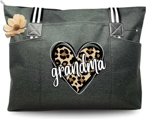 Brooke & Jess Designs Tote Bag for Grandma – Sturdy Canvas Grandma Tote w/Zipper & Inner Pocket Grandma Bag for Everyday Use