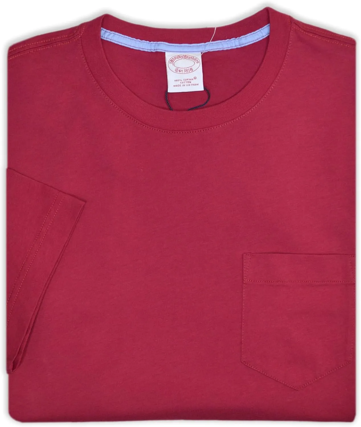 Brooks Brothers Men's Supima Cotton Golden Fleece Embroidery Crewneck Pocket Tee T-Shirt,