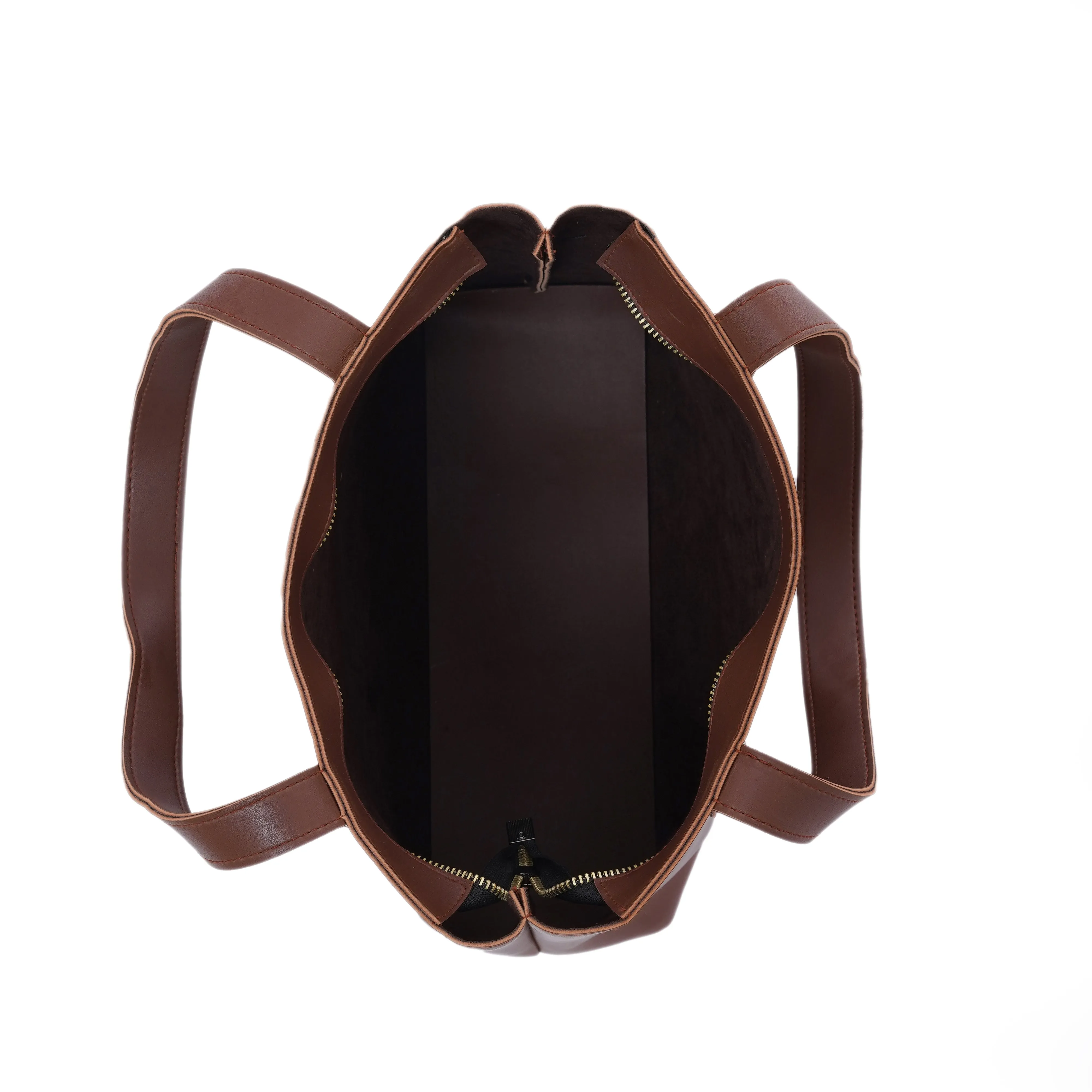 Brown Tote Bag With Detachable Pouch