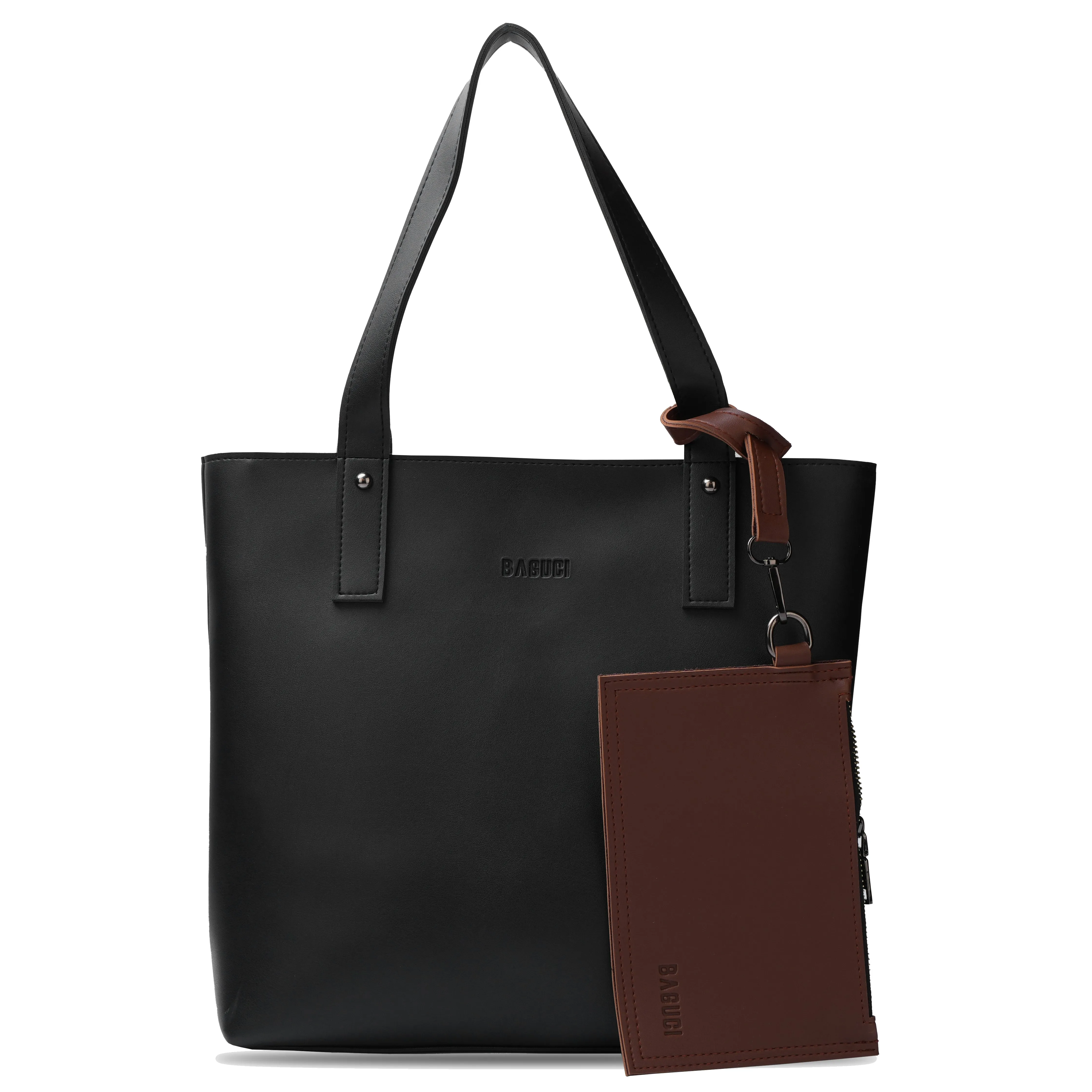 Brown Tote Bag With Detachable Pouch