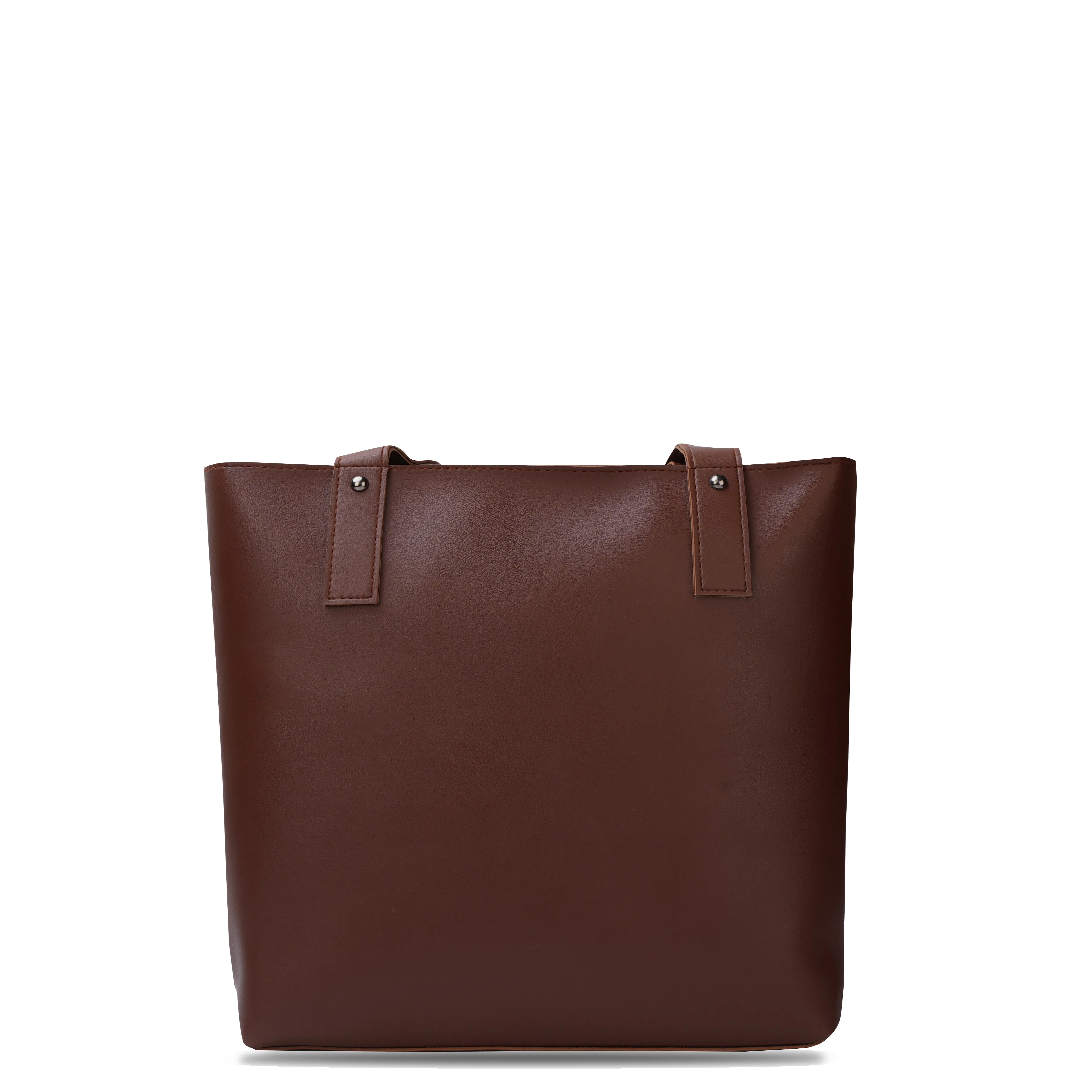 Brown Tote Bag With Detachable Pouch
