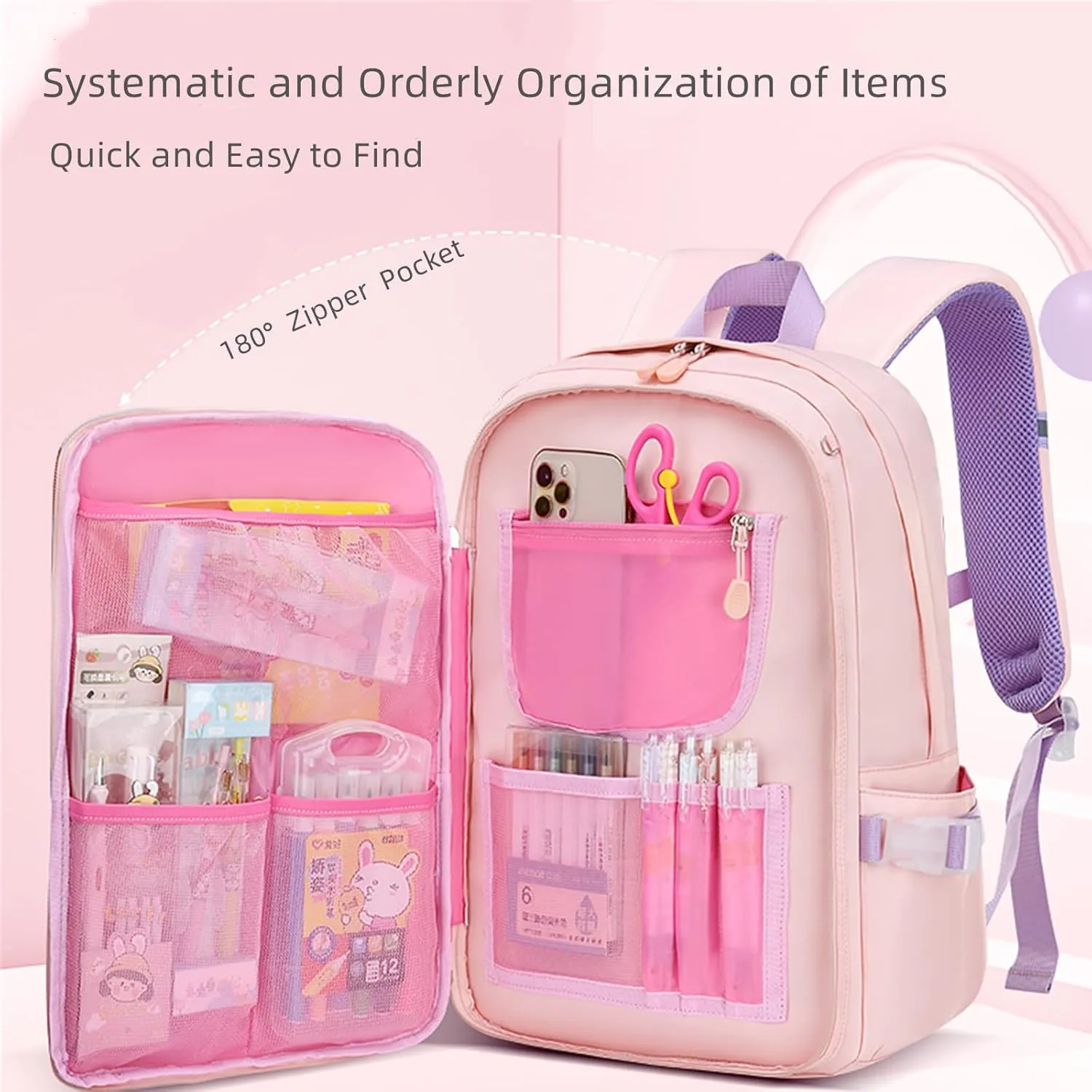 Bunny Backpack for Girls Cute Kids Bookbag for Elementary School Kawaii Preschool Outdoor Daypack Blue