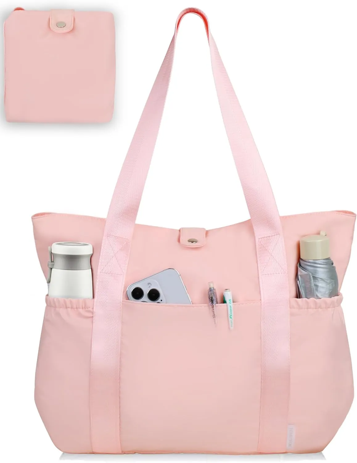Buringer HOMESPON Large Foldable Beach Tote Bag for Women with Zipper Waterproof Handbag for Travel Shopping Gym Vacation