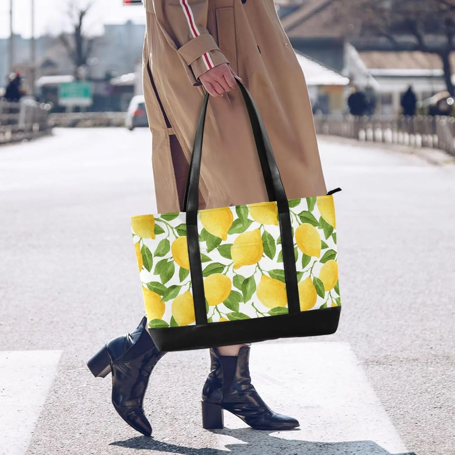 Butterflies Laptop Tote Bag for Women Travel Work Bag Handbags Purse Canvas Teacher Tote Bags with Zipper