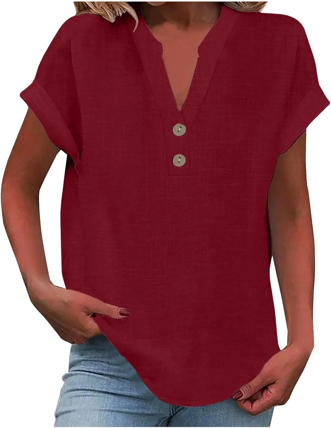 Button Down Shirts for Women Lightweight Cotton Linen Cap Sleeve Tops Casual Loose Spring Summer Beach Blouses