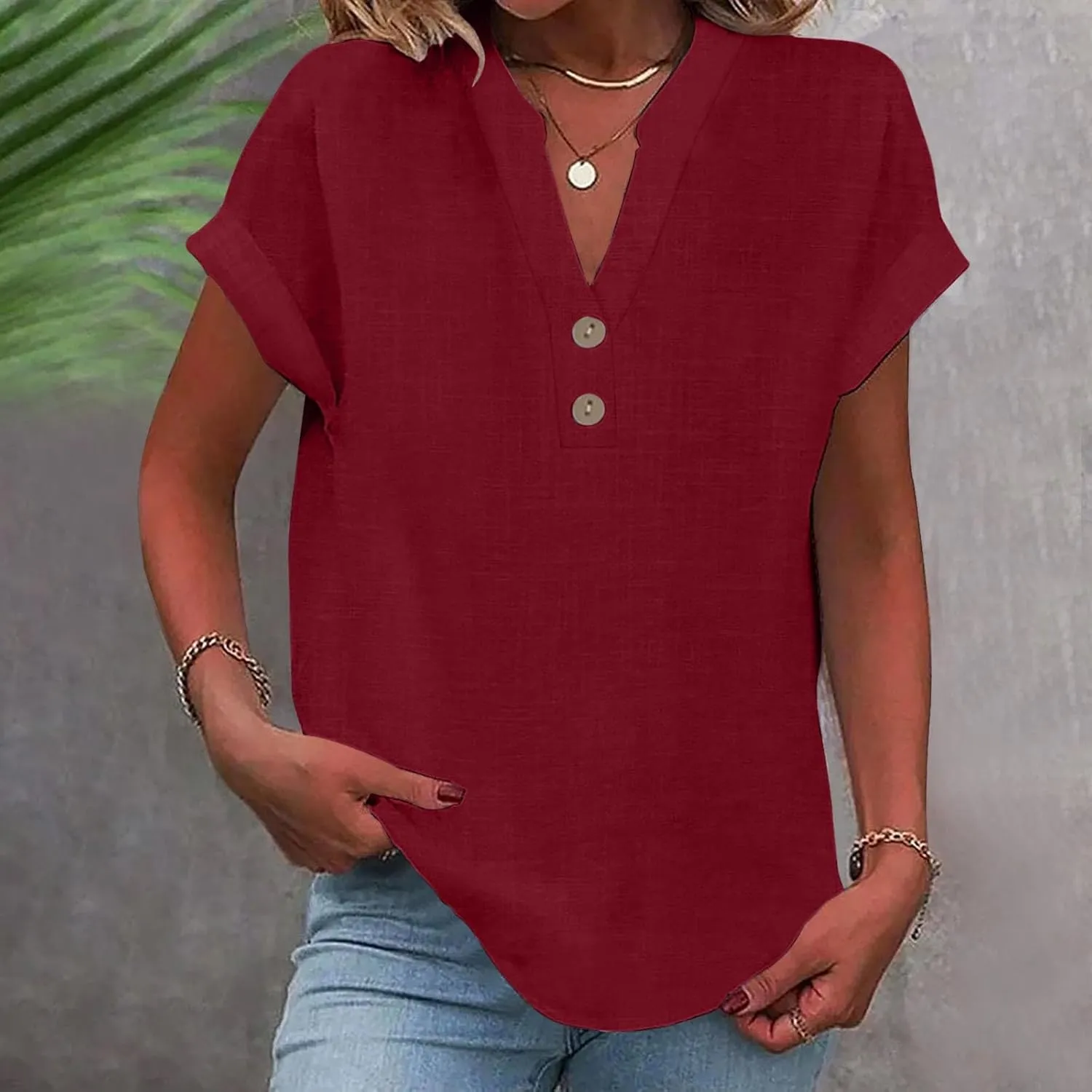 Button Down Shirts for Women Lightweight Cotton Linen Cap Sleeve Tops Casual Loose Spring Summer Beach Blouses