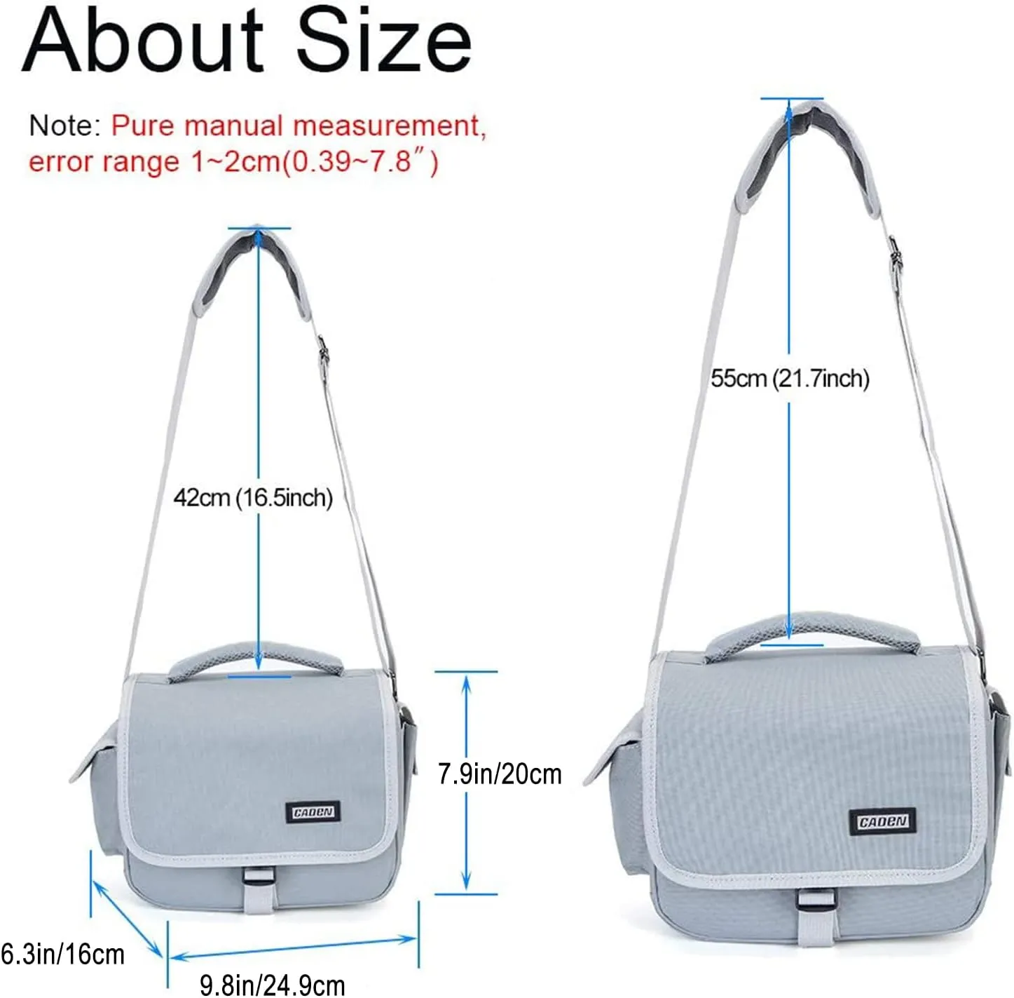 CADeN Camera Bag Case Shoulder Crossbody Bag Compatible for Nikon, Canon, Sony, DSLR SLR Mirrorless Cameras and Lenses (1.0 Grey, Small)