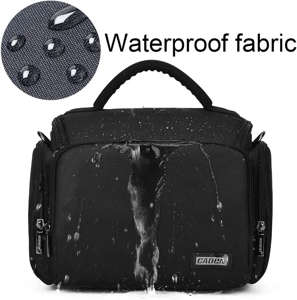 CADeN Camera Shoulder Crossbody Bag Case Compatible for Nikon, Canon, Sony SLR/DSLR Mirrorless Cameras and Lenses Waterproof(1.0 M, Black)