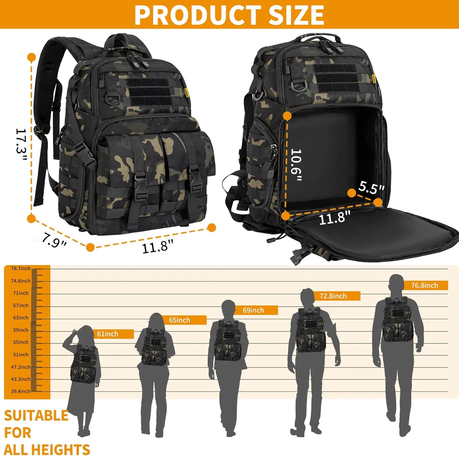 Camera Backpack for DSLR/SLR/Mirrorless Photography Camera, Tactical Camera Bag Case Water-resistant Travel Backpack with 15.6" Laptop Compartment Compatible with Canon/Nikon/Sony/DJI Mavic Drone
