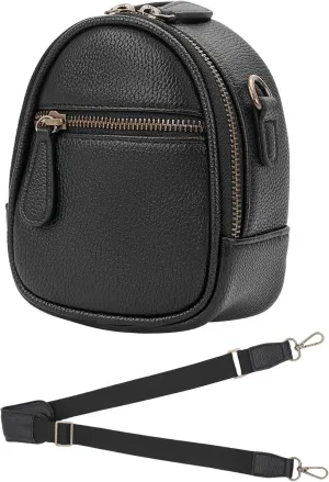 Camera Sling Bag, Waterproof PU Leather Crossbody Camera Bag for DSLR/SLR/Mirrorless, Small Shockproof Case for Photographers, Mini Cute Case 1L Black