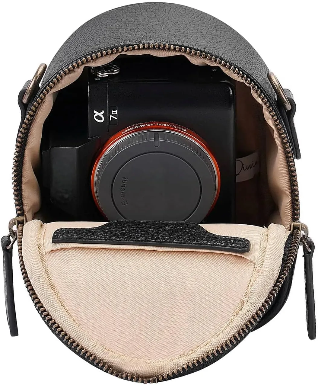 Camera Sling Bag, Waterproof PU Leather Crossbody Camera Bag for DSLR/SLR/Mirrorless, Small Shockproof Case for Photographers, Mini Cute Case 1L Black