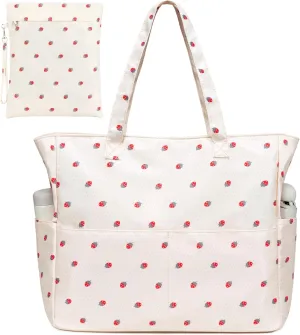 CAMTOP Waterproof Beach Tote Bag for Women Girls with Zipper Foldable Sandproof Pool Swim Bag Travel Carry On Gym