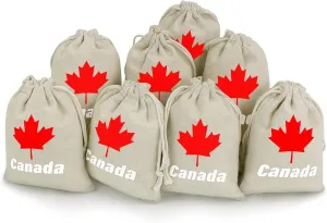 Canada Maple Leaf Cute Tag Drawstring Gift Bags 8 Sets Pockets DIY Jewelry Storage Pouches Wedding Party, style