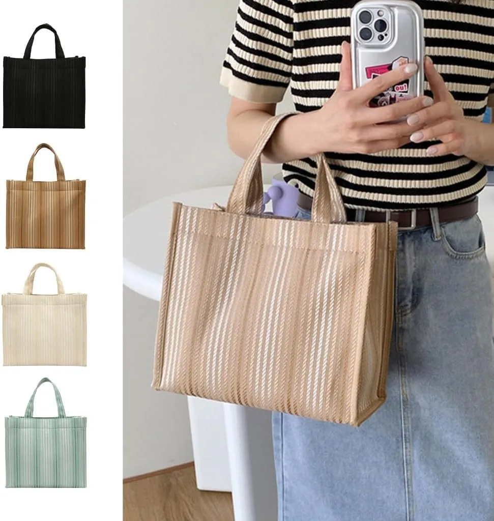 Canvas Bag Shopper Casual Handbag Large Capacity Shopping Shoulder Bag Purse for Women Fashion Bag Striped Bag