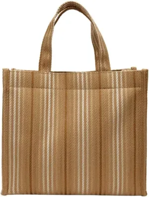 Canvas Bag Shopper Casual Handbag Large Capacity Shopping Shoulder Bag Purse for Women Fashion Bag Striped Bag