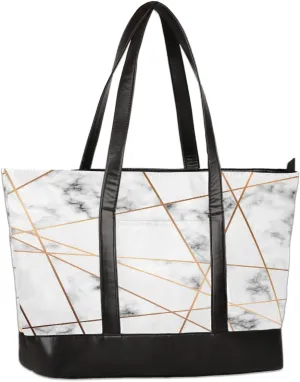 Canvas Laptop Tote Bag for Women Wood Blue Seaside 15.6 Inch Large Capacity Computer Bag