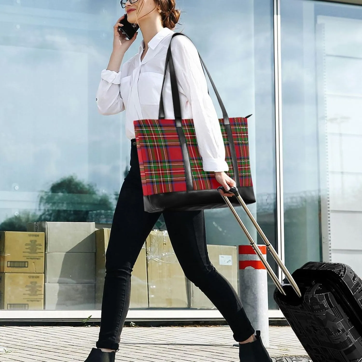 Canvas Laptop Tote Bag for Women - Work & Travel with Zipper