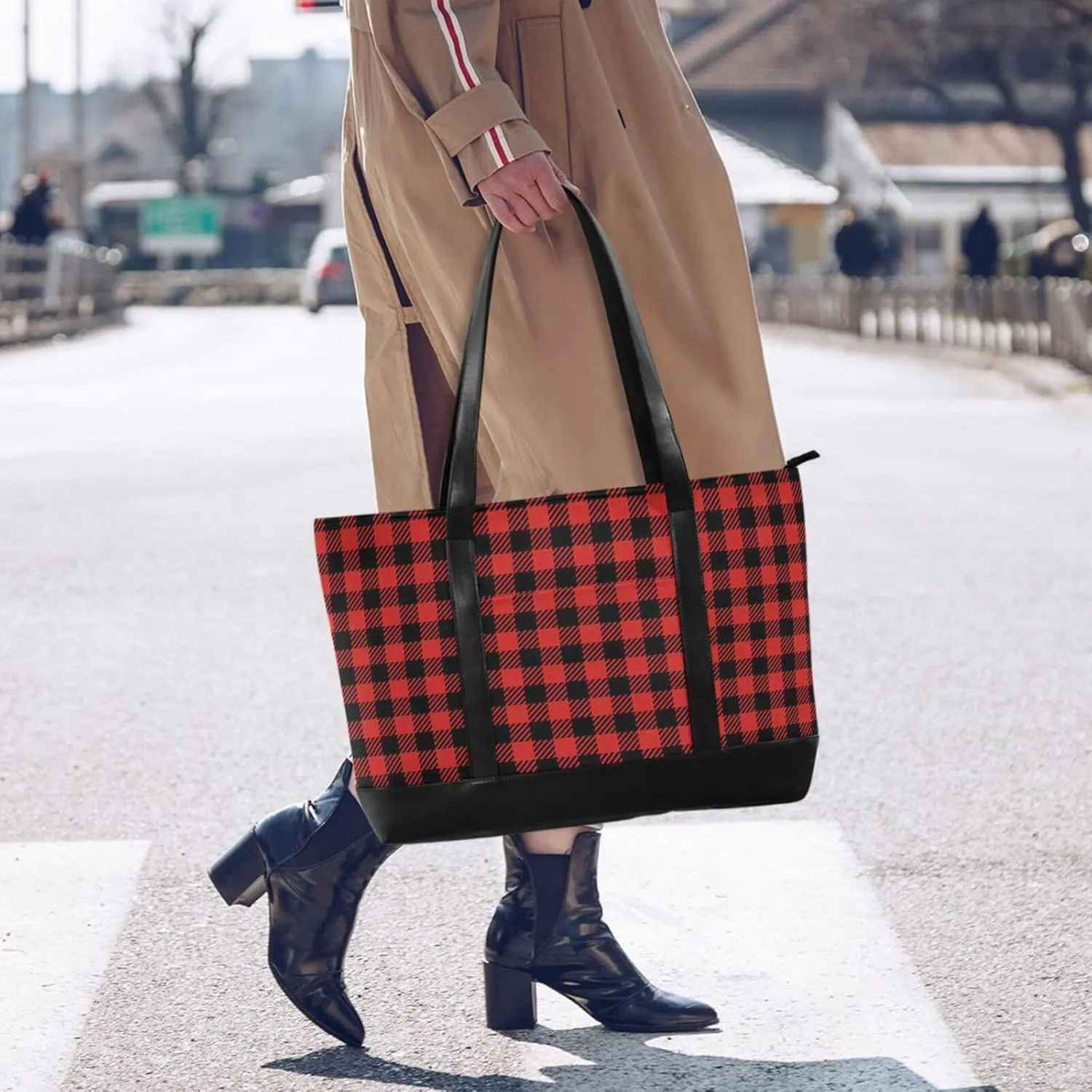 Canvas Laptop Tote Bag for Women - Work & Travel with Zipper