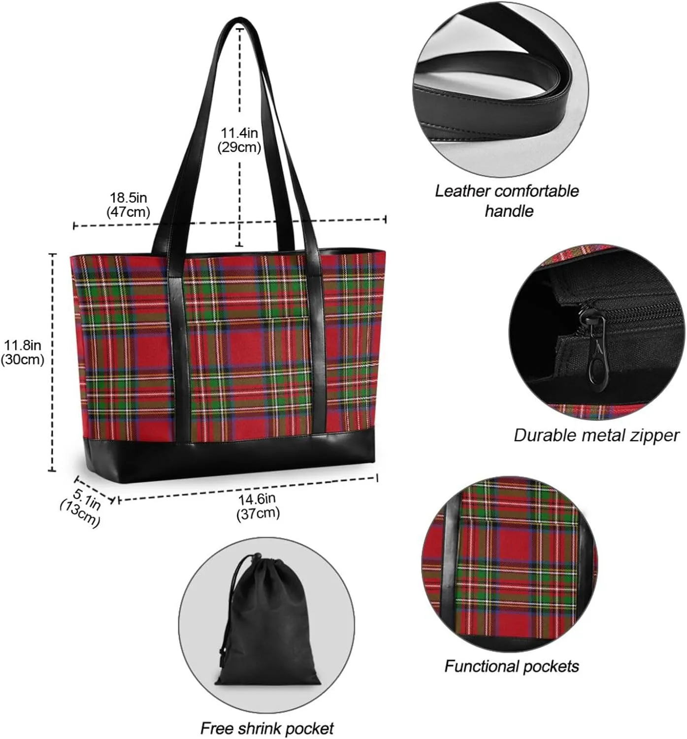 Canvas Laptop Tote Bag for Women - Work & Travel with Zipper