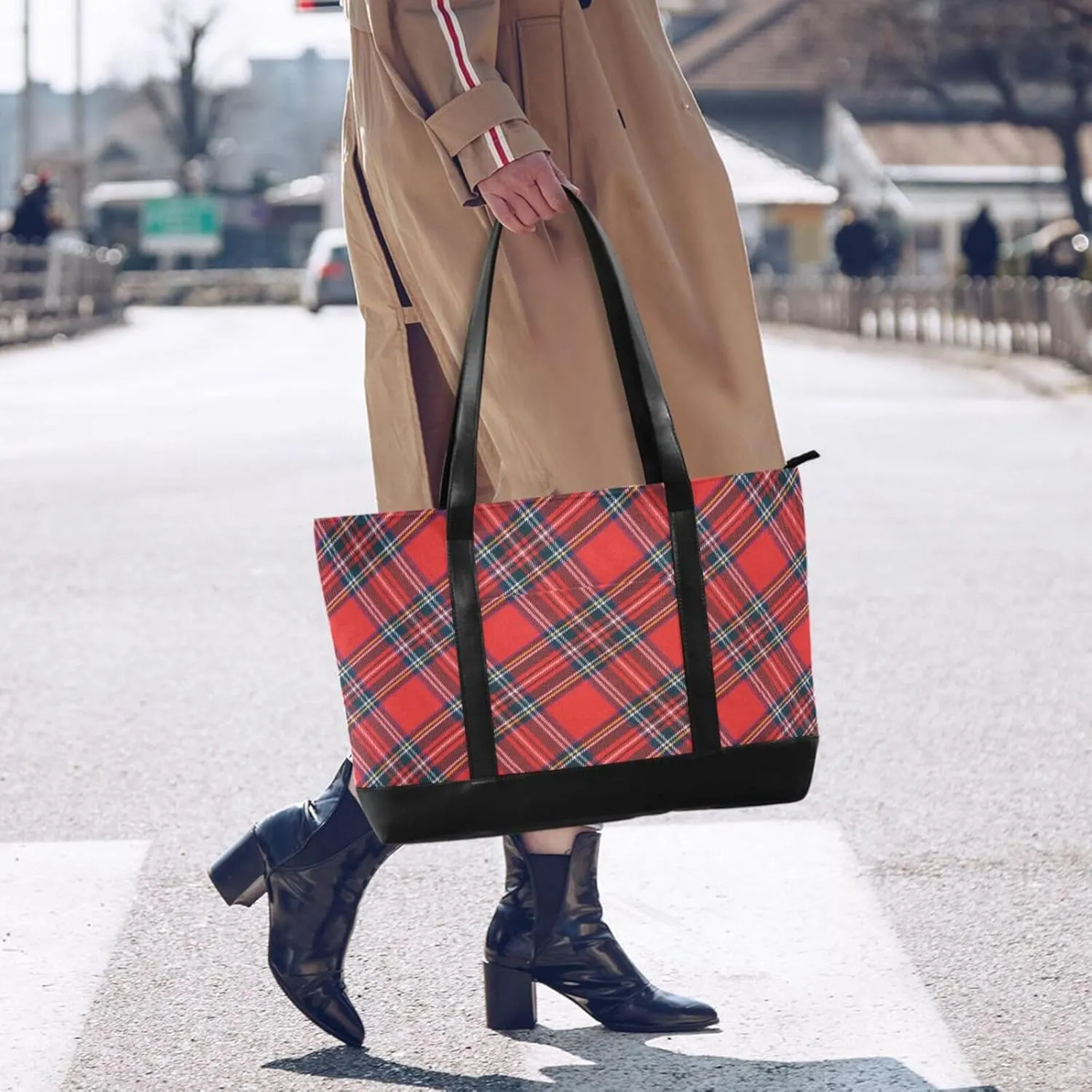 Canvas Laptop Tote Bag for Women - Work & Travel with Zipper