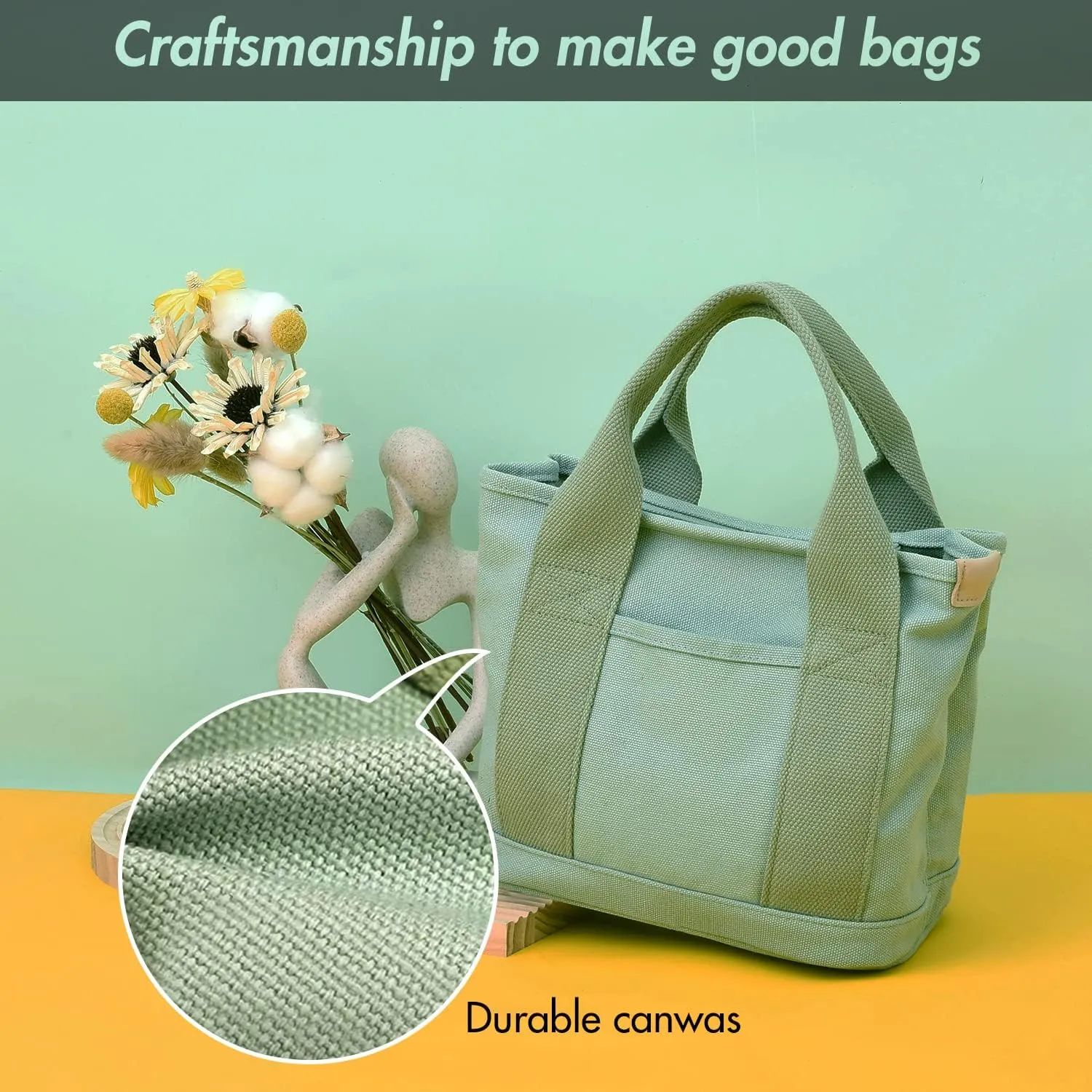 Canvas Tote Bag for Women,Small Totes Bags with Zipper Cute Crossbody Purse with Pockets Large Shoulder Handbag,2 Sizes