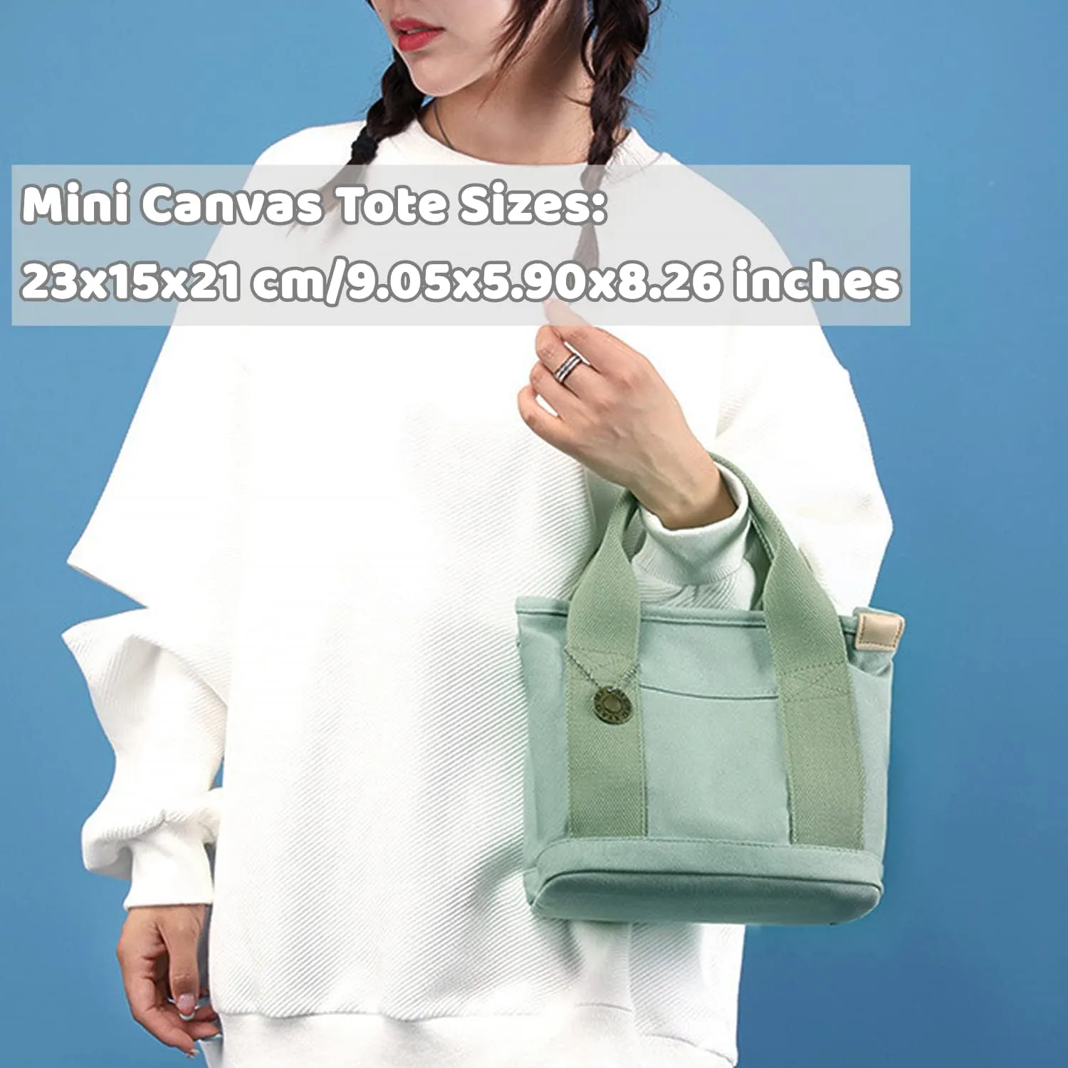 Canvas Tote Bag for Women,Small Totes Bags with Zipper Cute Crossbody Purse with Pockets Large Shoulder Handbag,2 Sizes
