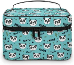 Cartoon Animal Cute Pandas Makeup Bags For Women Travel Cosmetic Bag Large Waterproof Skincare Toiletry Bags With Handle Cosmetic Organizer Portable Make Up Box For Wedding Party