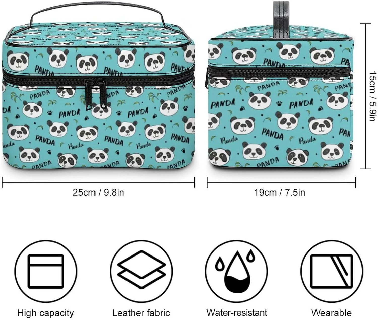 Cartoon Animal Cute Pandas Makeup Bags For Women Travel Cosmetic Bag Large Waterproof Skincare Toiletry Bags With Handle Cosmetic Organizer Portable Make Up Box For Wedding Party