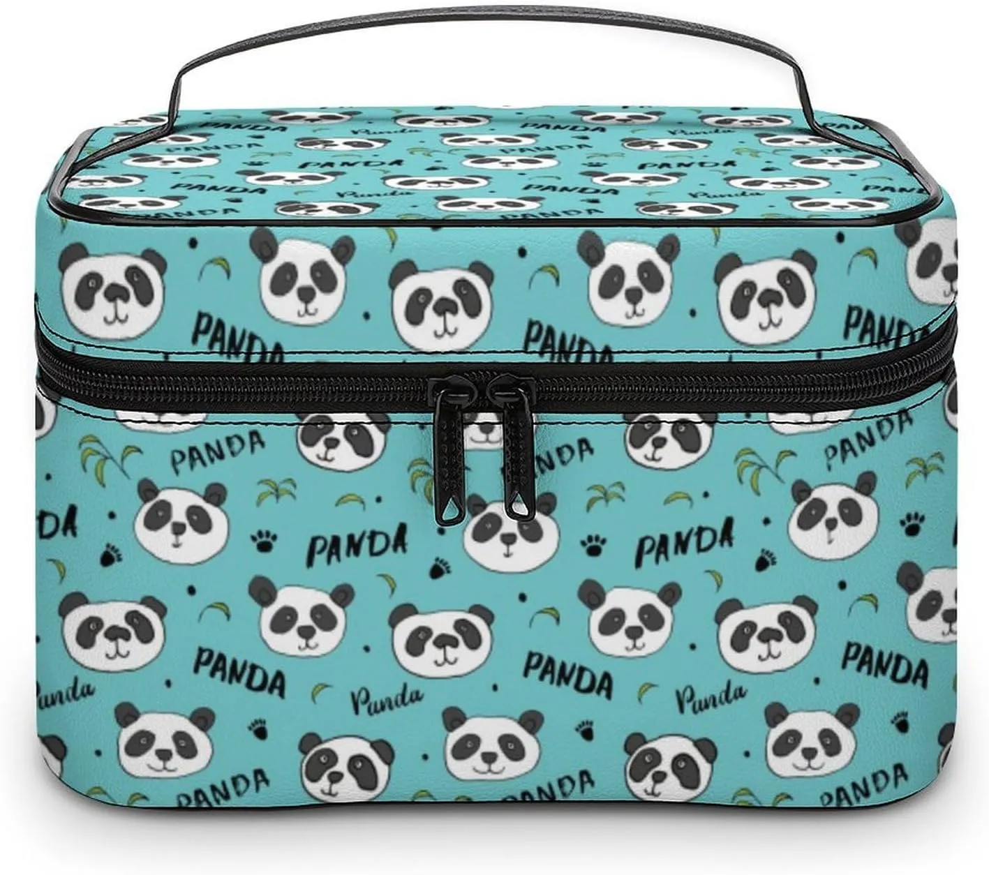 Cartoon Animal Cute Pandas Makeup Bags For Women Travel Cosmetic Bag Large Waterproof Skincare Toiletry Bags With Handle Cosmetic Organizer Portable Make Up Box For Wedding Party