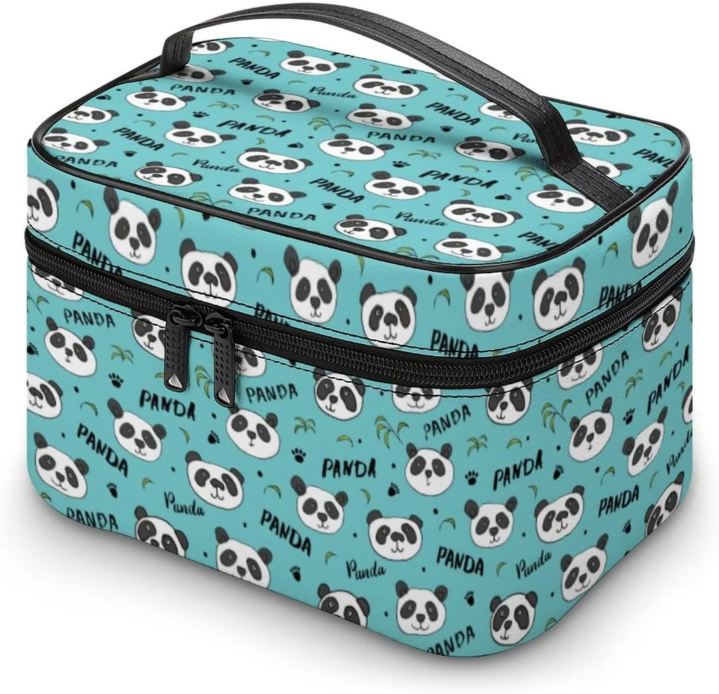 Cartoon Animal Cute Pandas Makeup Bags For Women Travel Cosmetic Bag Large Waterproof Skincare Toiletry Bags With Handle Cosmetic Organizer Portable Make Up Box For Wedding Party