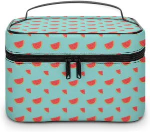 Cartoon Cute Red Watermelon Makeup Bags For Women Travel Cosmetic Bag Large Waterproof Skincare Toiletry Bags With Handle Cosmetic Organizer Portable Make Up Box For Wedding Party