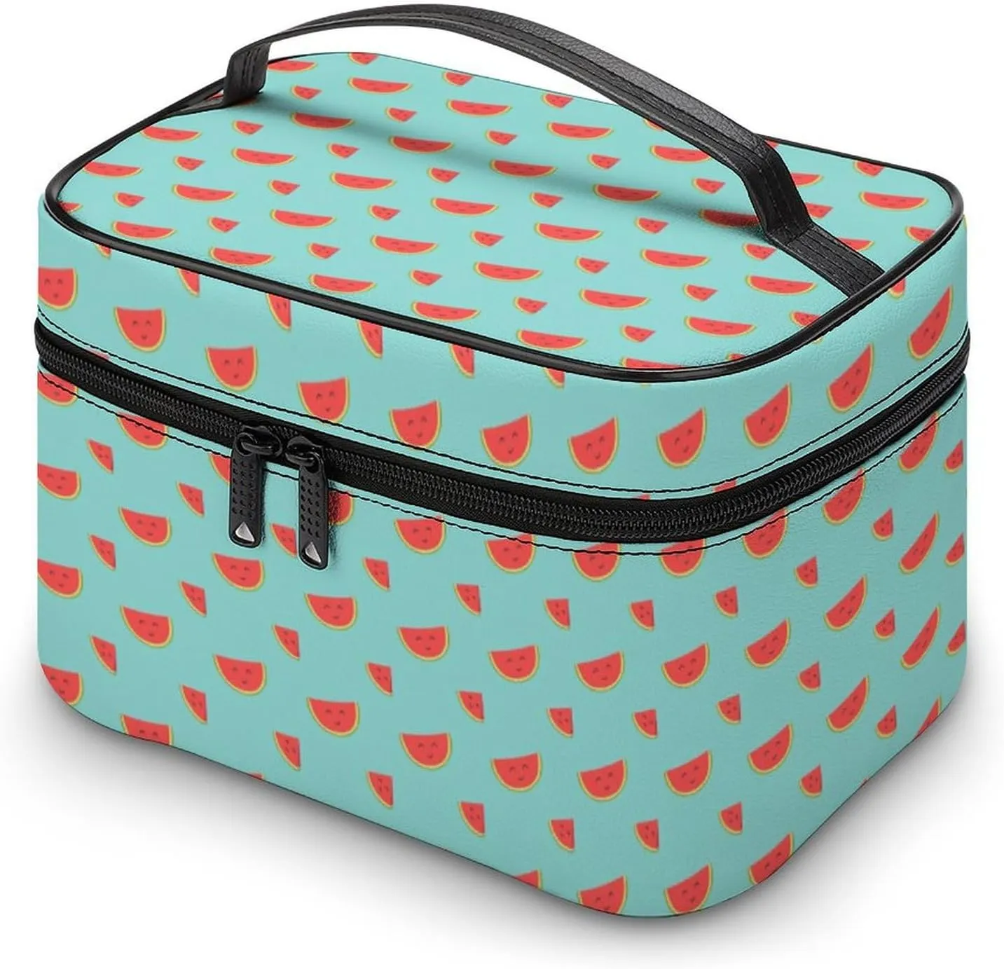 Cartoon Cute Red Watermelon Makeup Bags For Women Travel Cosmetic Bag Large Waterproof Skincare Toiletry Bags With Handle Cosmetic Organizer Portable Make Up Box For Wedding Party